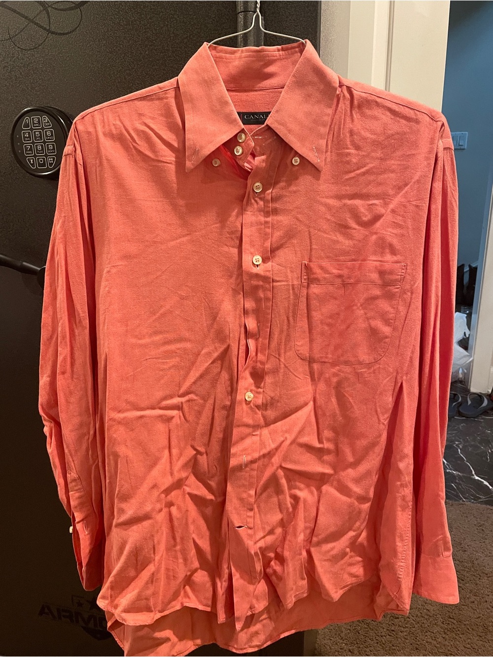 Canali Coral Long-Sleeve Button-Down Shirt